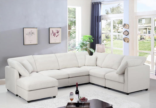 7 Seater Oversized Modular Sectional Sofa Deep Seat Cloud Couch with Reversible Chaise - Free Combination Convertible Lounge Sofa&Couch with Movable Ottoman for Living Room Apartment Office-0