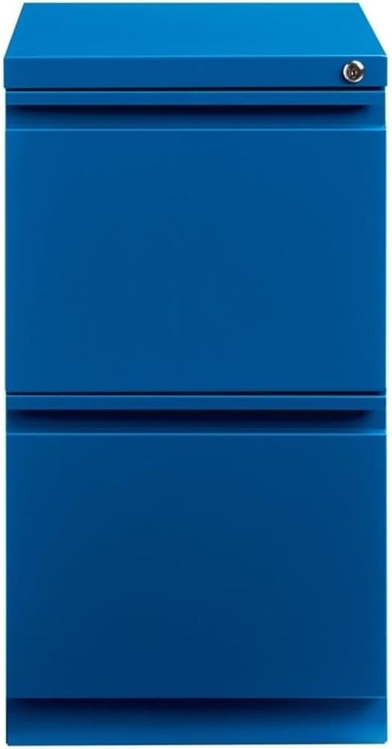 20" 2-Drawer Modern Metal Mobile Pedestal File Cabinet in Blue-3