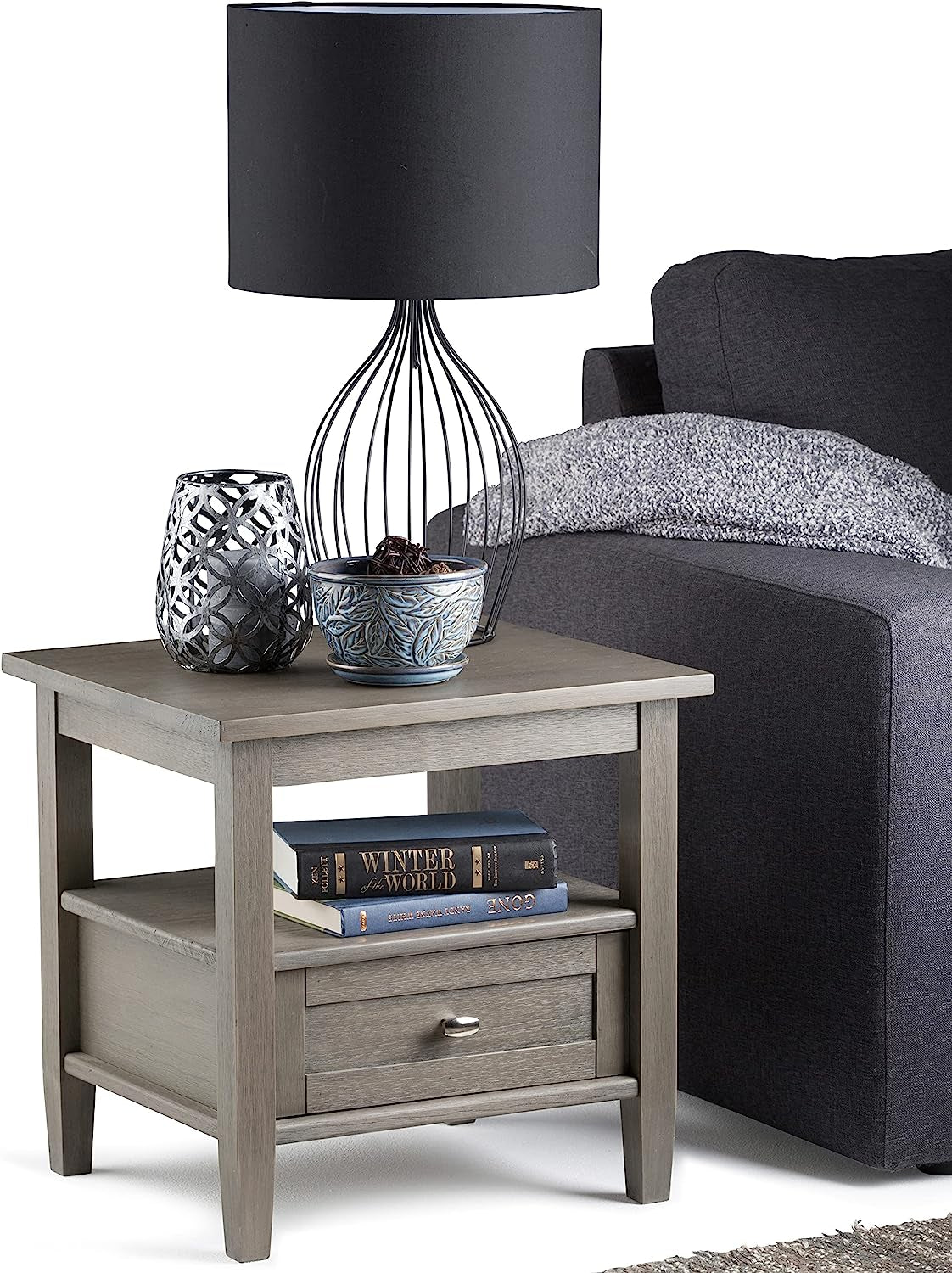 Warm Shaker Solid Wood Rectangle End Table - Farmhouse Grey-0