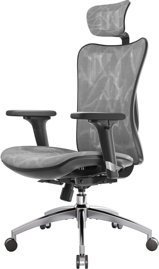 M57 Ergonomic Office Chair with 3 Way Armrests Lumbar Support and Adjustable Headrest High Back Tilt Function Grey-0