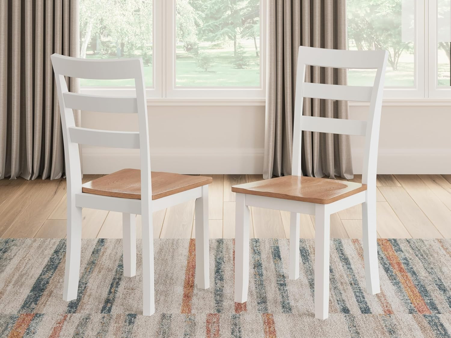 Gesthaven Solid Wood Frame Dining Chair, Set of 2, White/Natural-1
