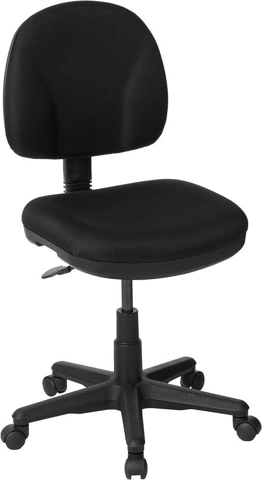 Office Star Pneumatic Sculptured Office Task Chair with Thick Padded Seat and Built-In Lumbar Support, Black-0