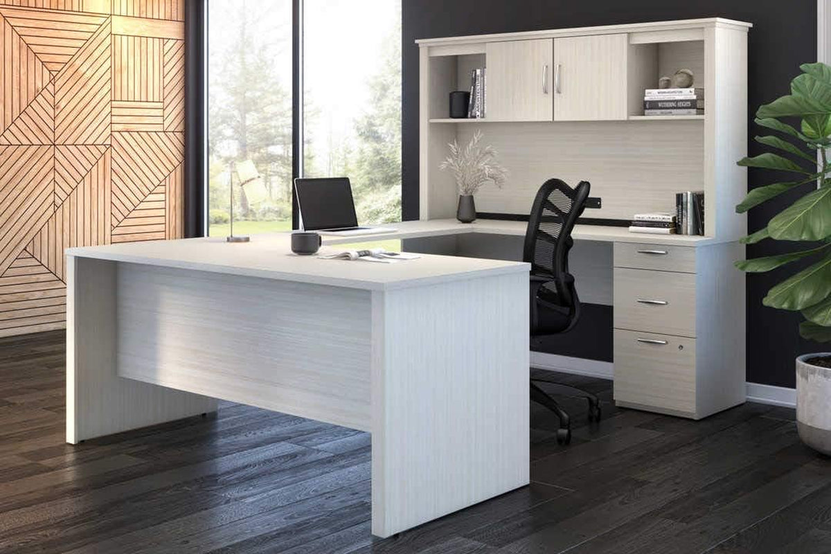 White Chocolate U/L Shaped Executive Office Desk-3