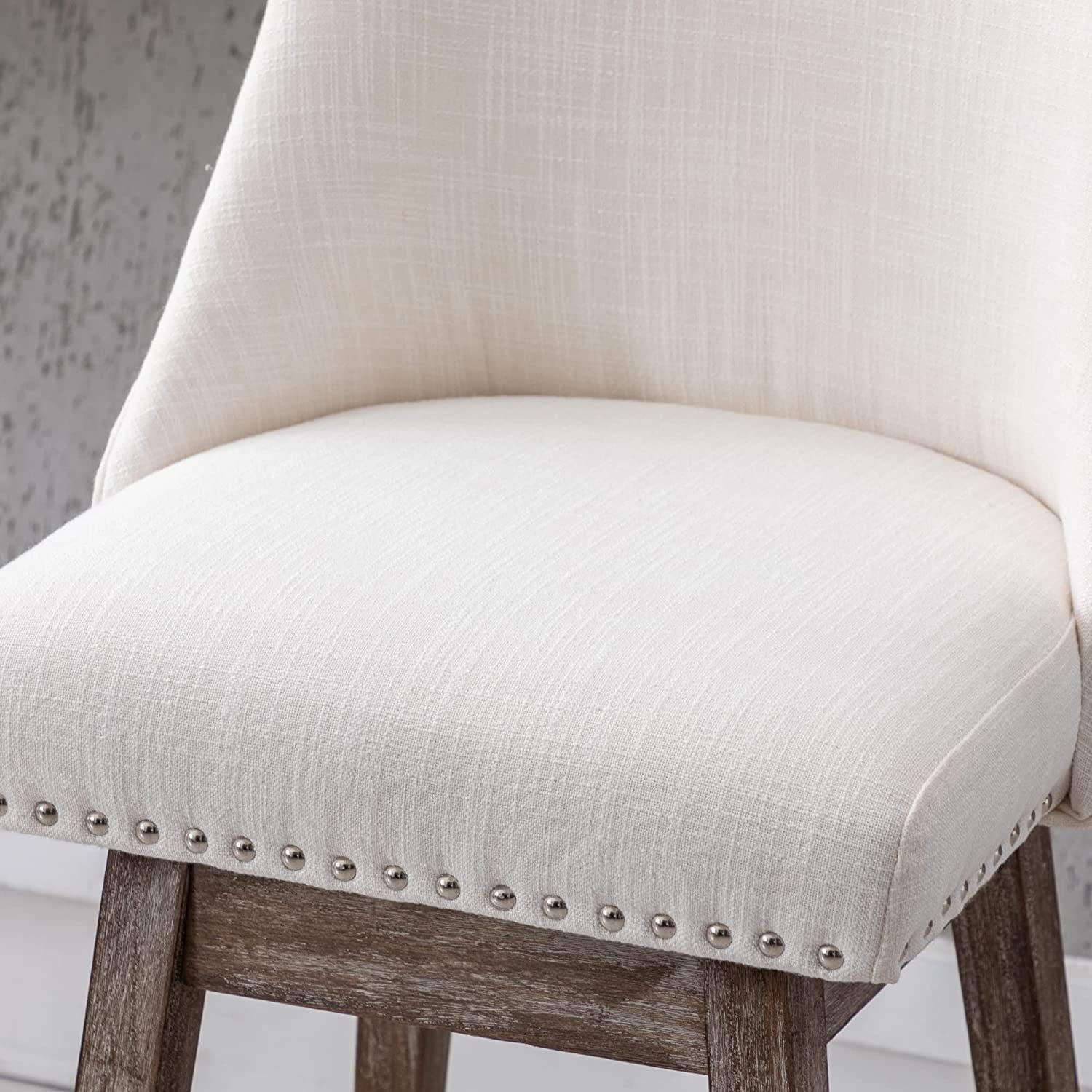 Upholstered Stool Chairs with Back and Wood Legs, Set of 4-3