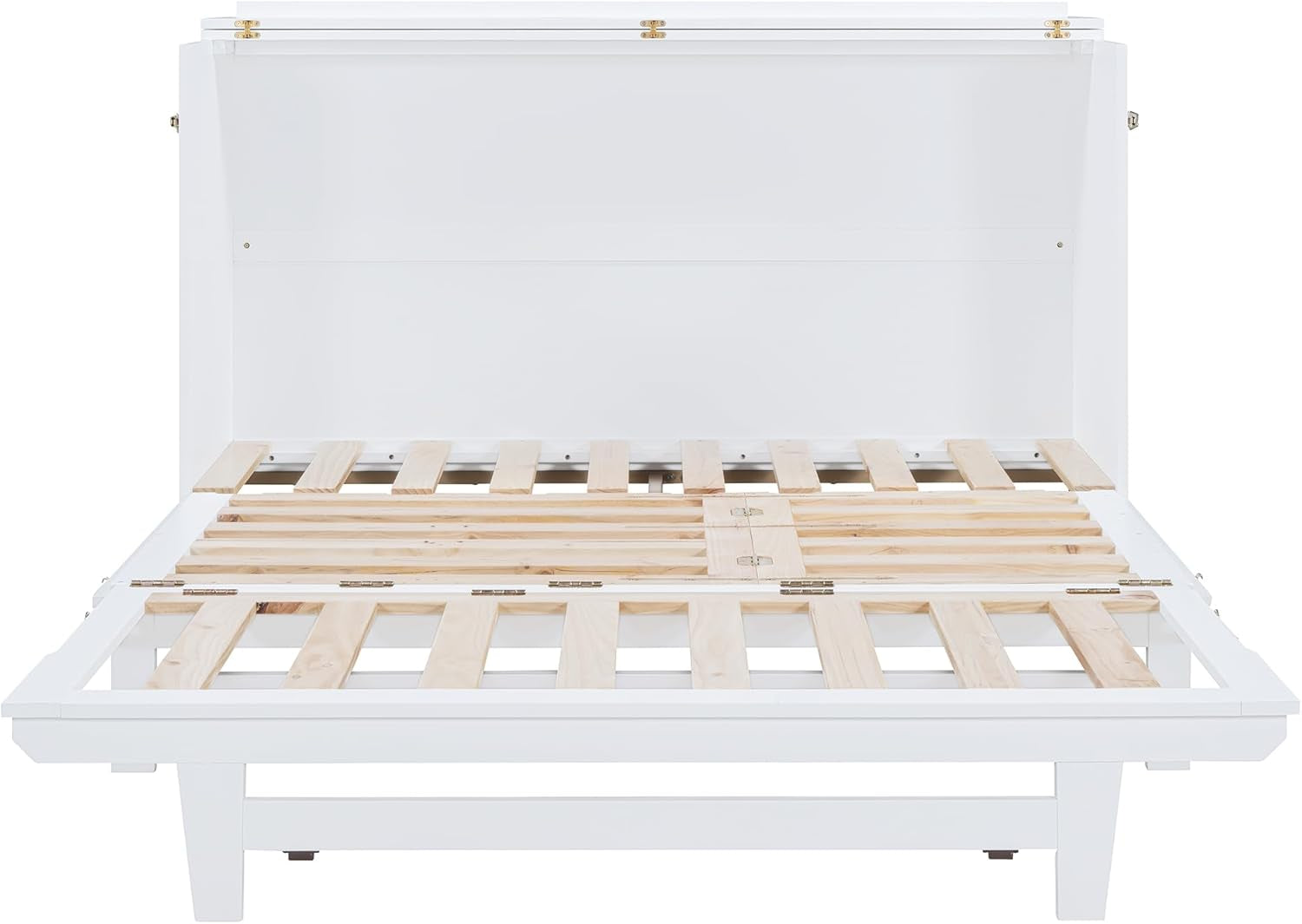 Queen Wood Murphy Bed with Frosted Glass Doors-4