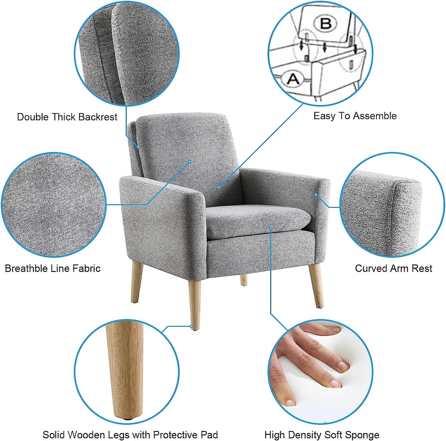 Mid-Century Modern Armchair Set for Home Décor-2