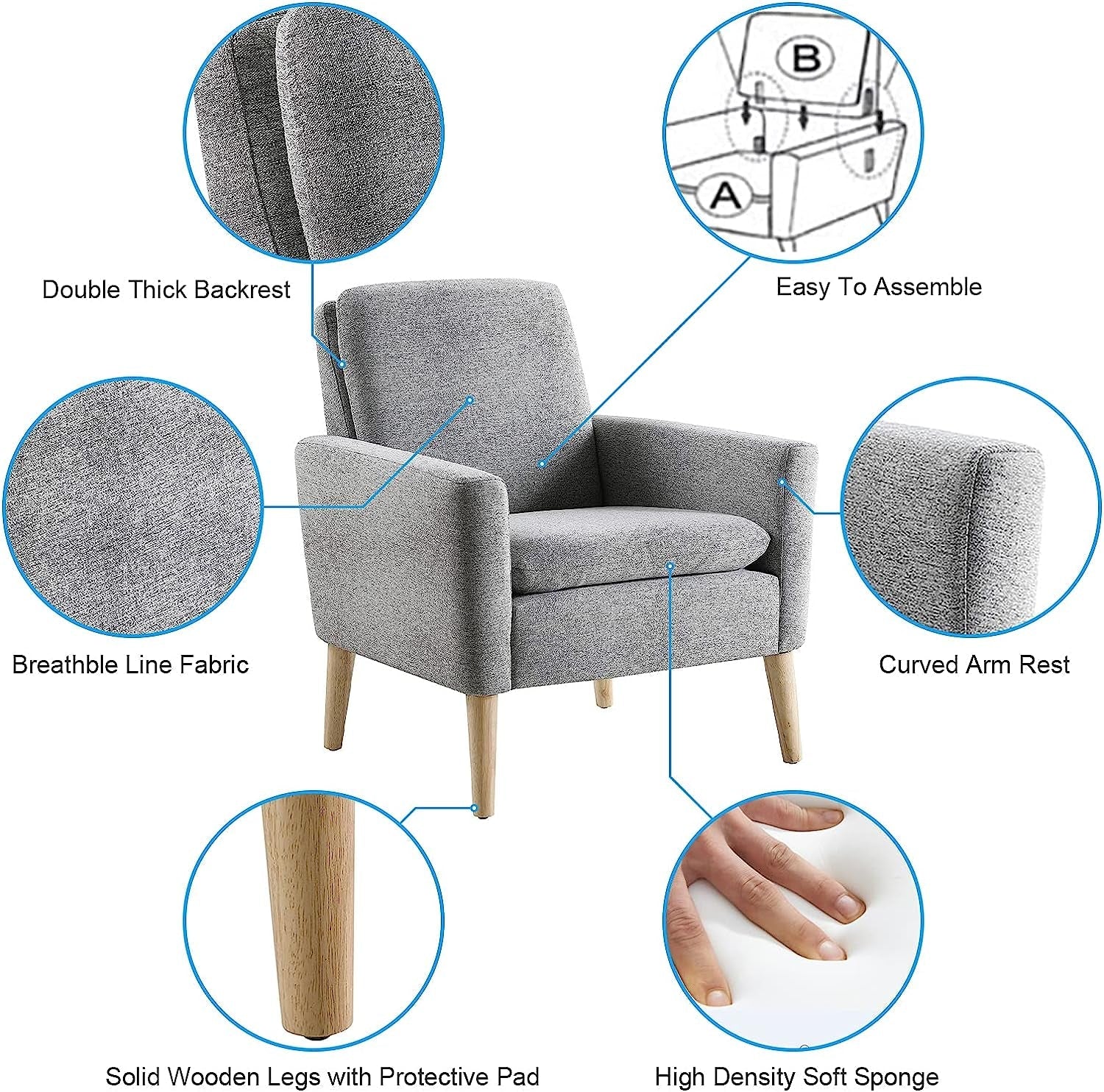 Mid-Century Modern Armchair Set for Home Décor-2