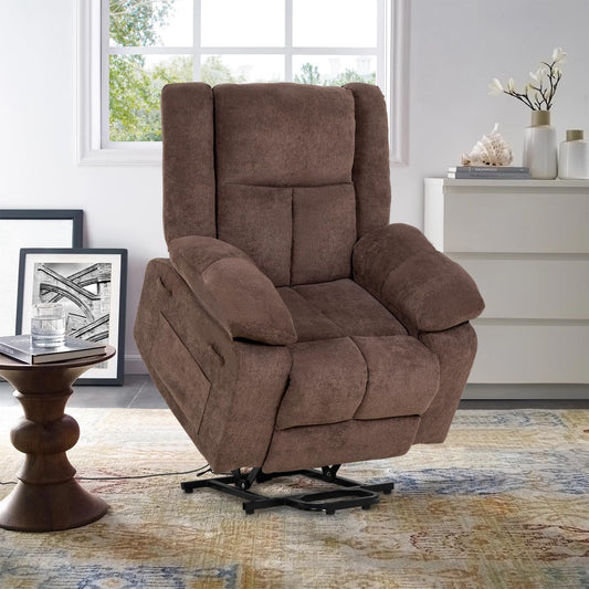 Electric Power Lift Recliner Chair with Massage and Heat, Standing Assistance for Elderly People, Extended Footrest Chair for Living Room Comfy Overstuffed Recliner-1