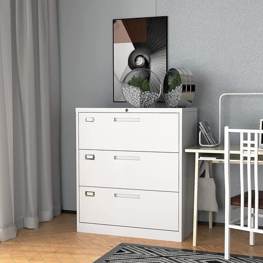 Lockable 3-Drawer Metal File Cabinet for Home Office-0