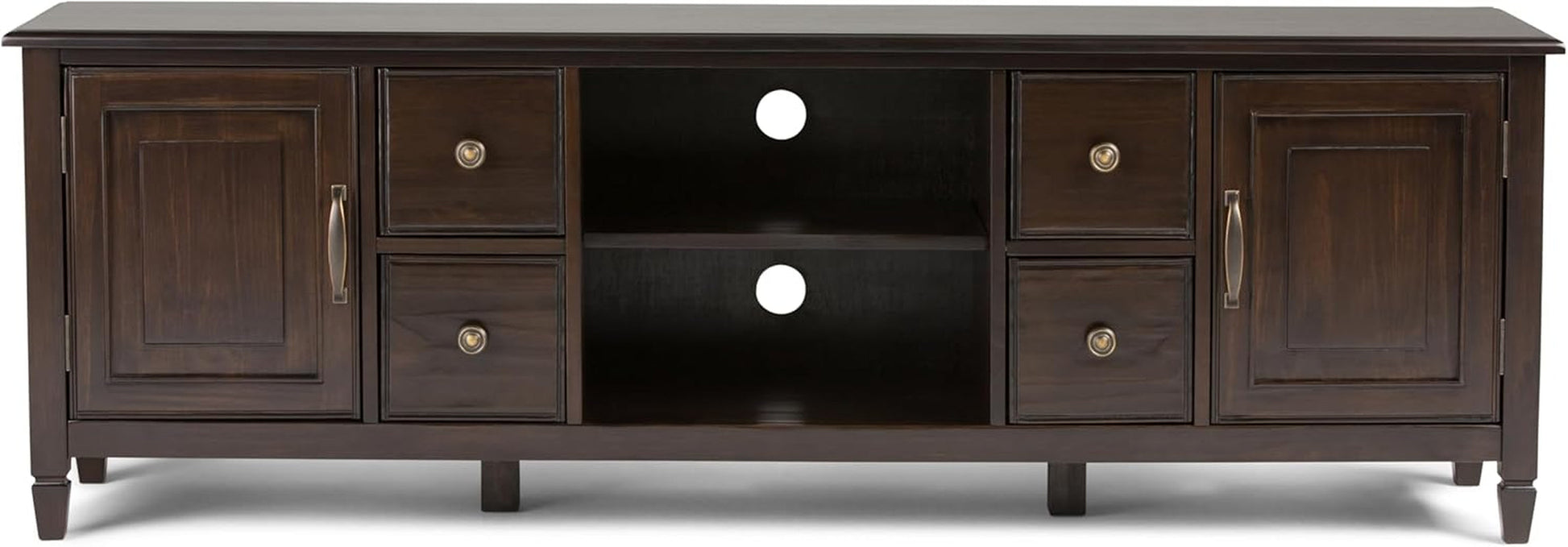 Connaught SOLID WOOD 72 Inch Wide Traditional TV Media Stand in Dark Chestnut Brown for Tvs up to 80 Inches, for the Living Room and Entertainment Center-4