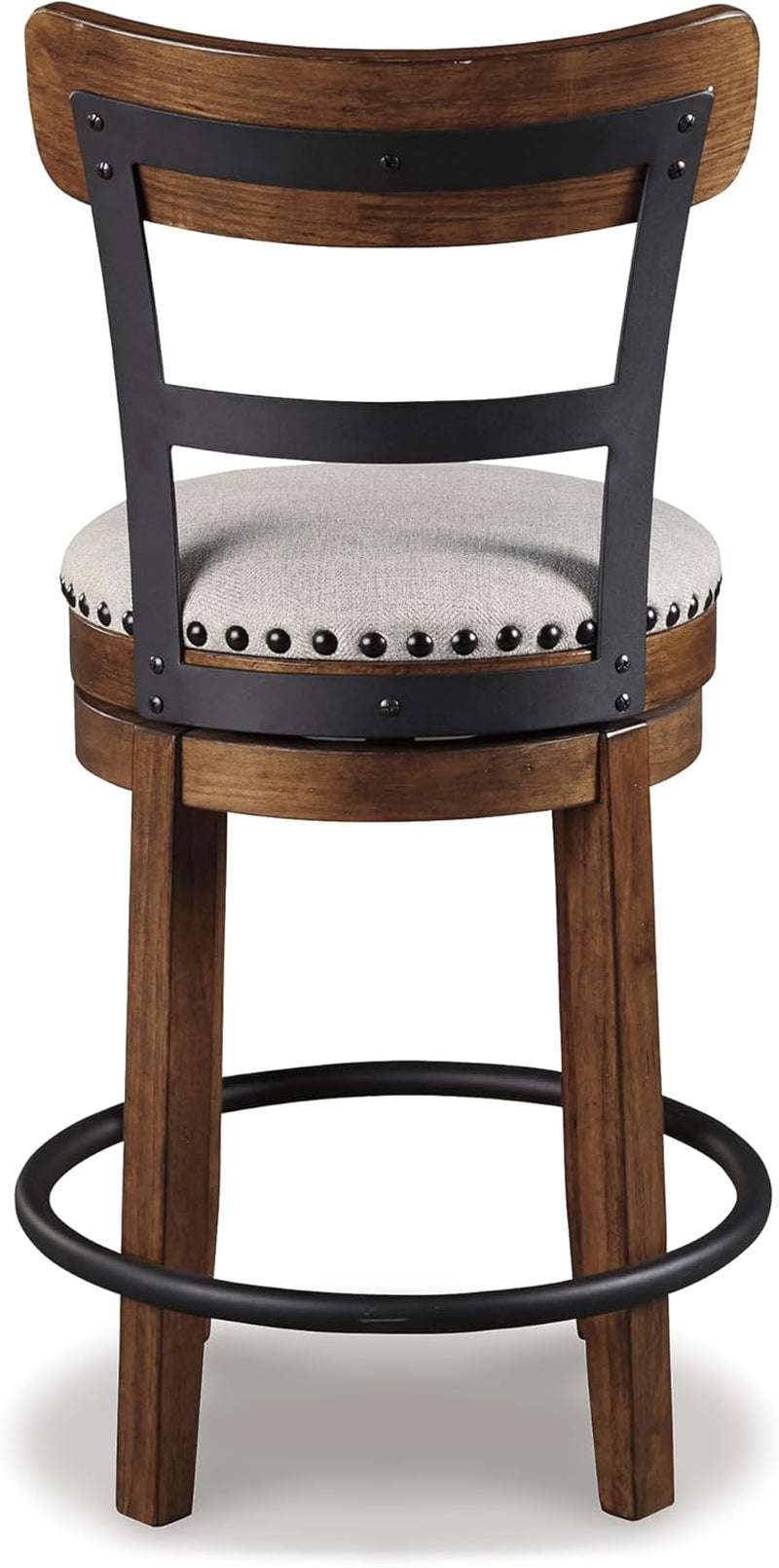 Valebeck Rustic Farmhouse 24.5” Counter Height Swivel Bar Stool, Brown-4