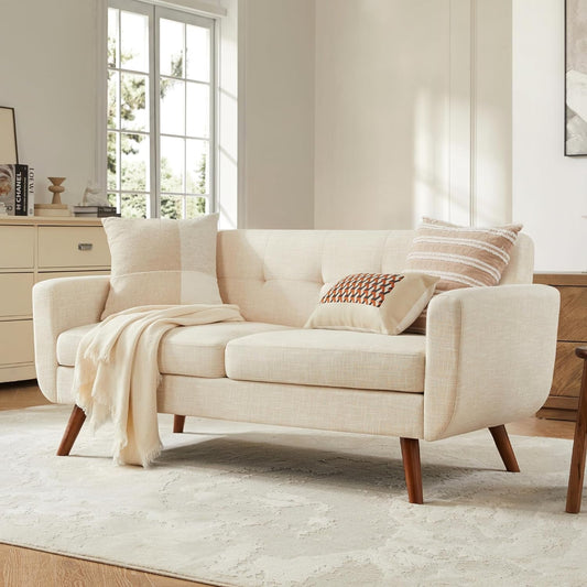 Modern Beige Loveseat for Small Spaces-0