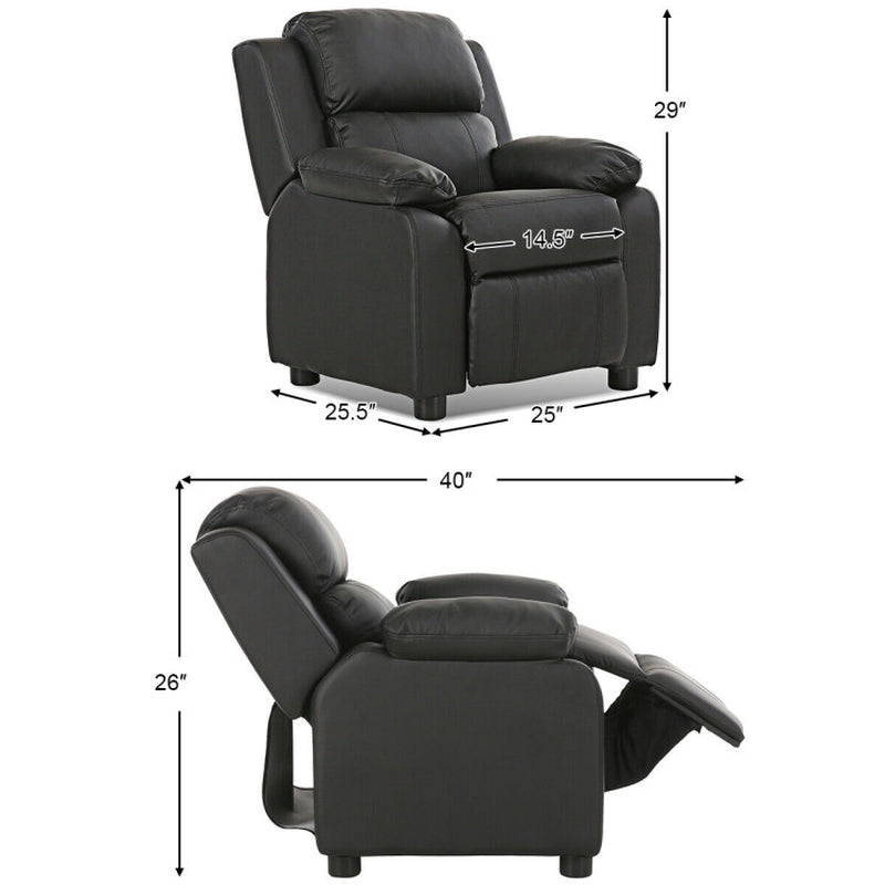 Kids Deluxe Headrest Recliner Sofa Chair with Storage Arms-2