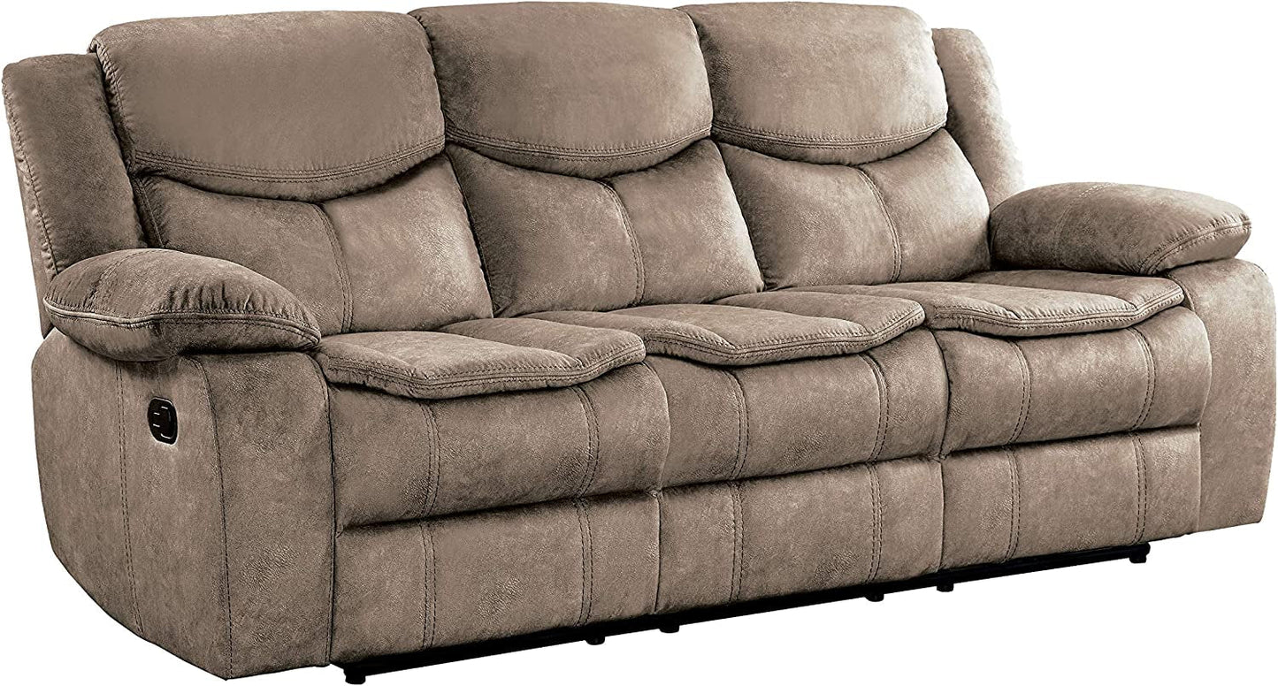 Bay Manual Double Reclining Sofa, Brown-2