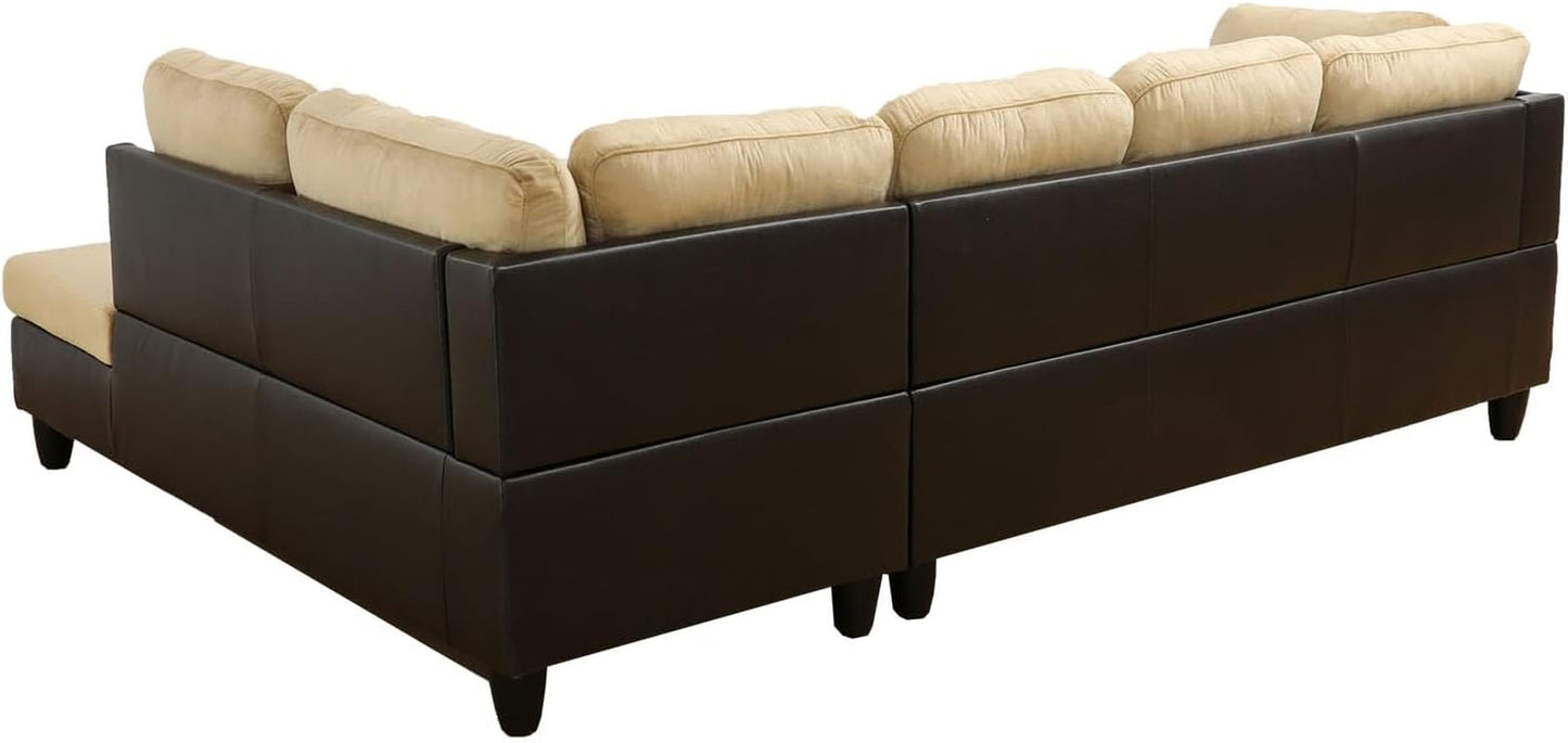 Beige Sectional Couch for Living Room Set, 105 Inch Sectional Sofa L Shaped Couch with Storage Ottoman/Microfiber Fabric/Facing Right Chaise-1