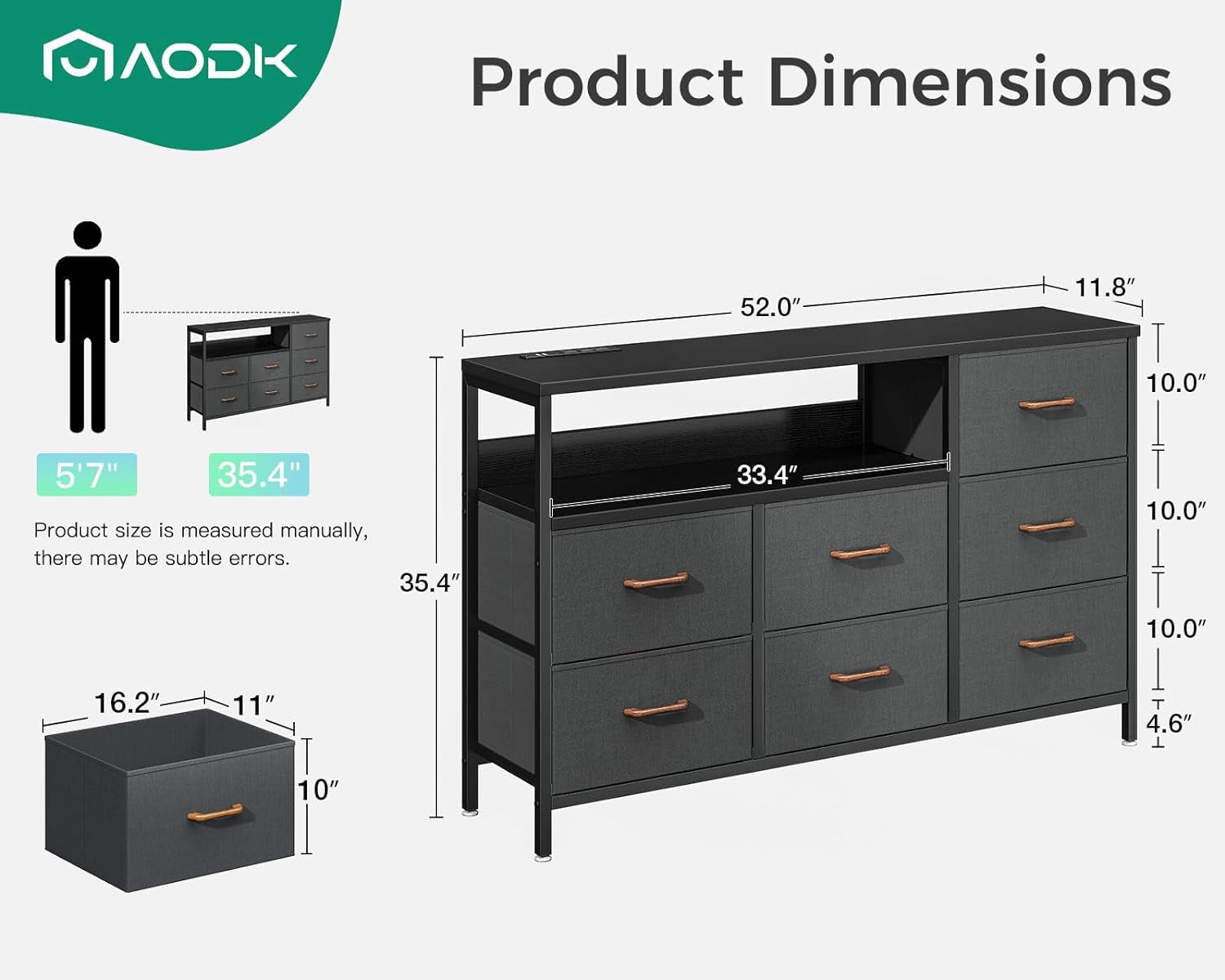 Dark Grey Dresser with Charging Station-3