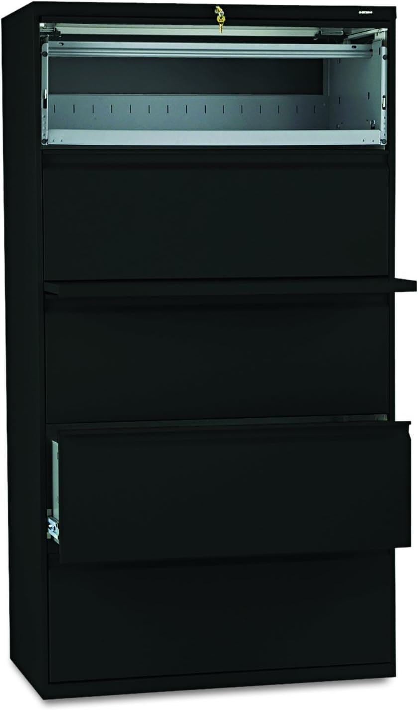 5-Drawer Lateral File Cabinet with Lock, 36 by 19-1/4 by 67-Inch, Black-2
