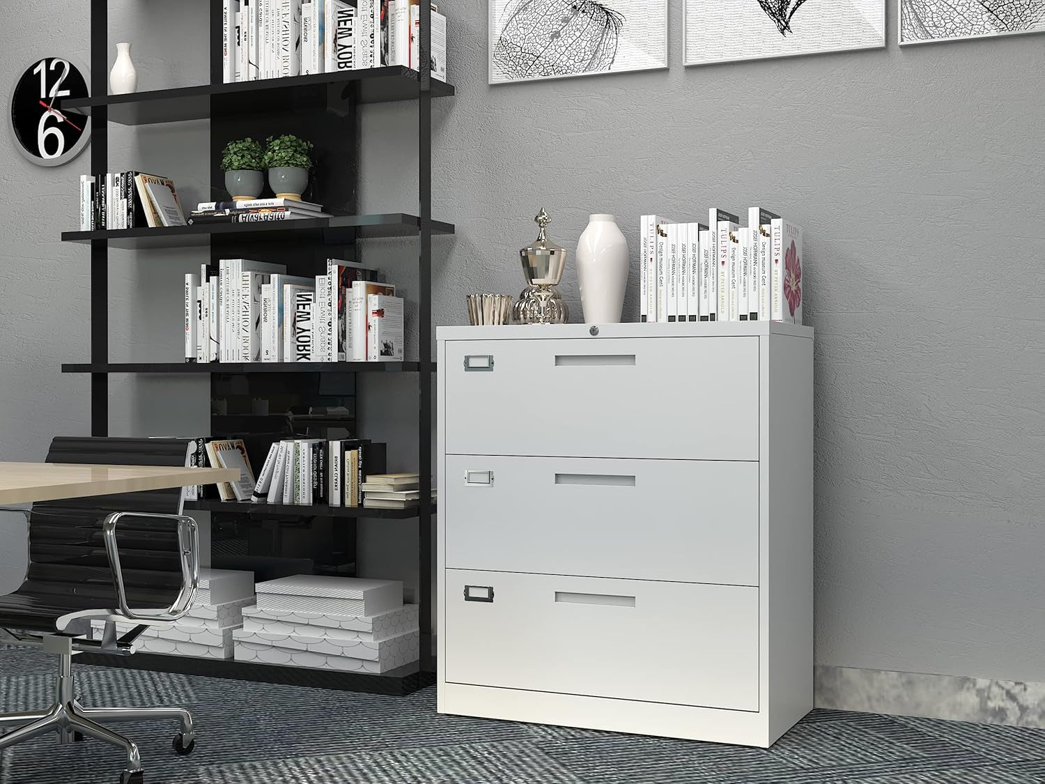 Lateral File Cabinet 3 Drawer,Metal Storage File Cabinet with Lock,Steel Lateral File Cabinet for Legal/Letter A4 Size,Wide File Cabinet for Office Home,Assembly Required-2