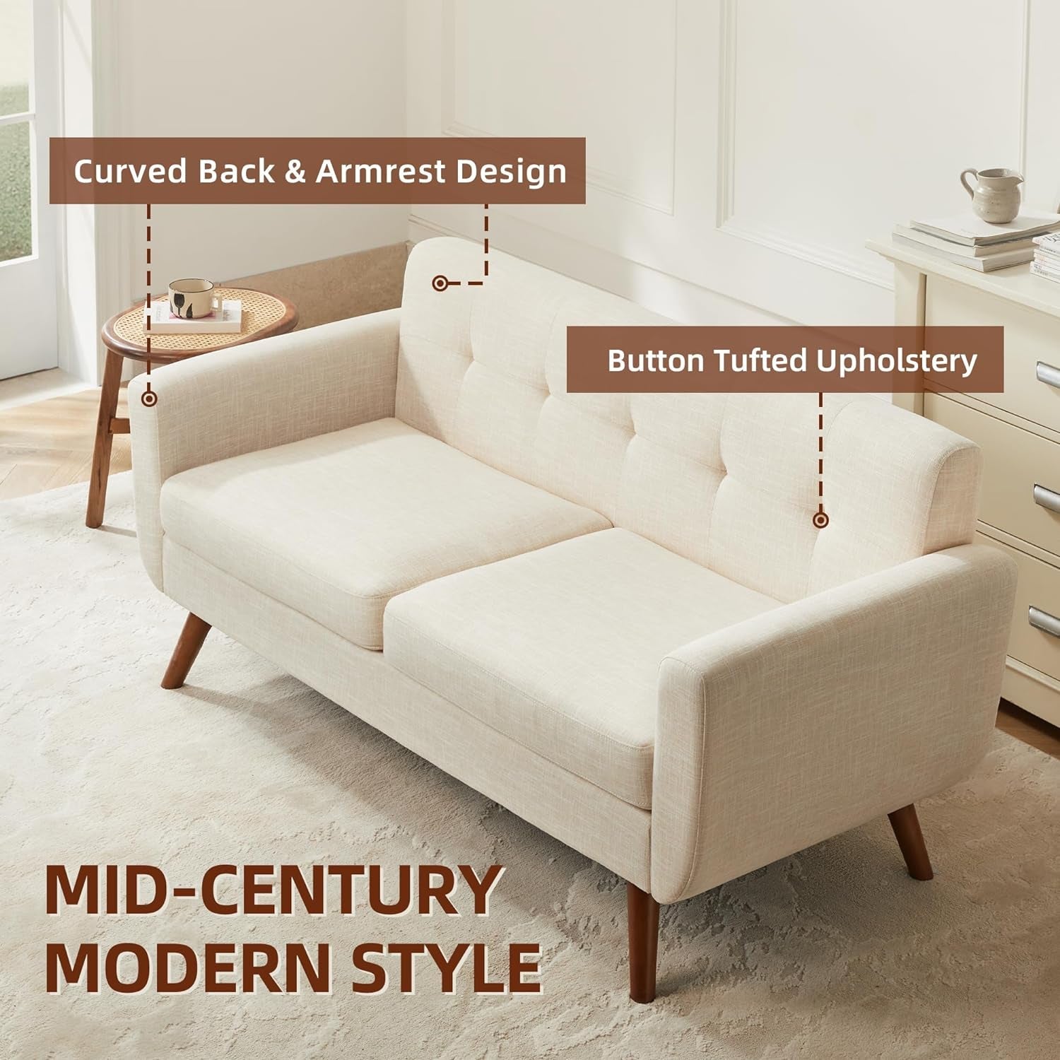 Modern Beige Loveseat for Small Spaces-2