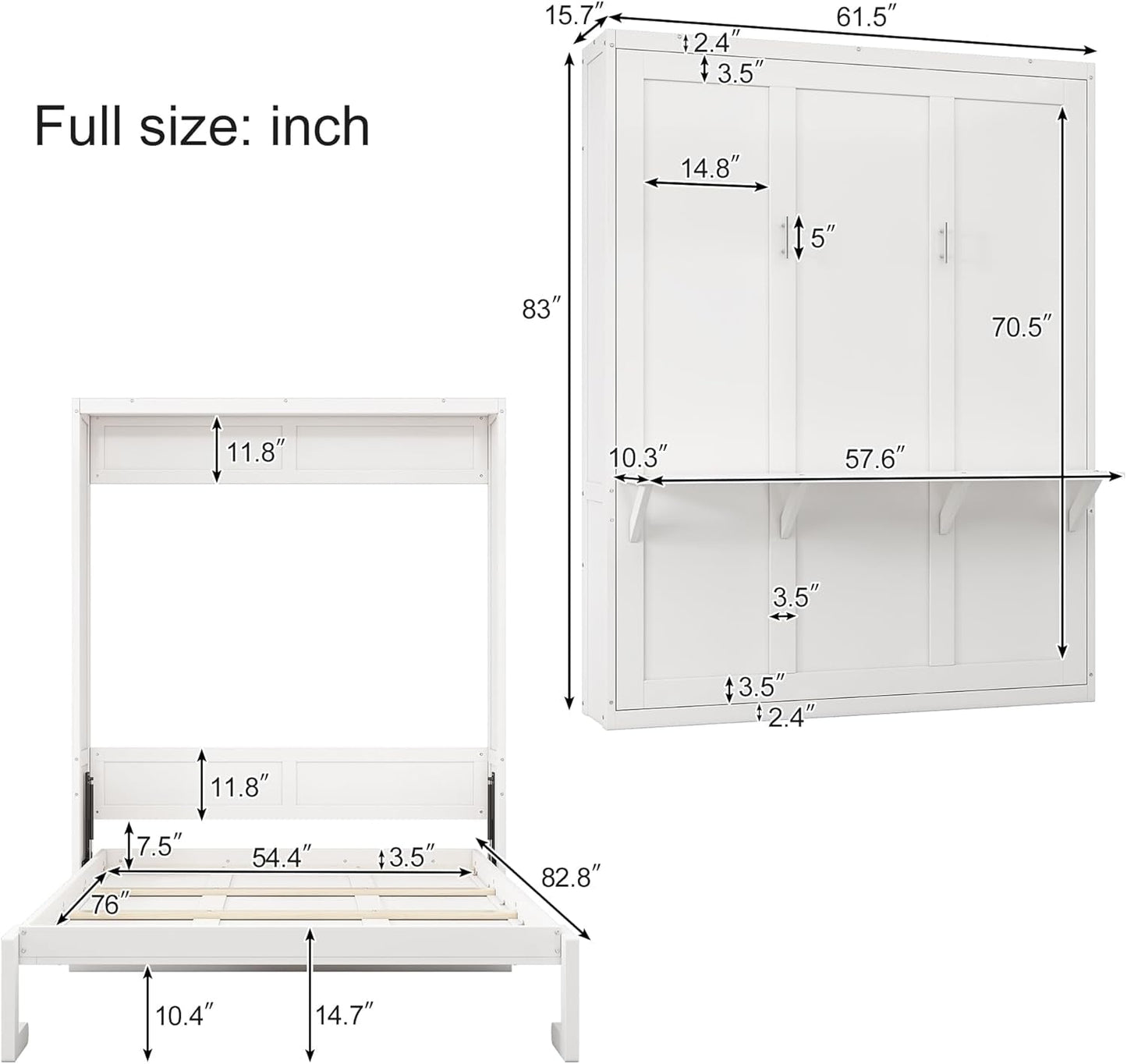 Murphy Bed Full Size with Storage and Desk Combo-1