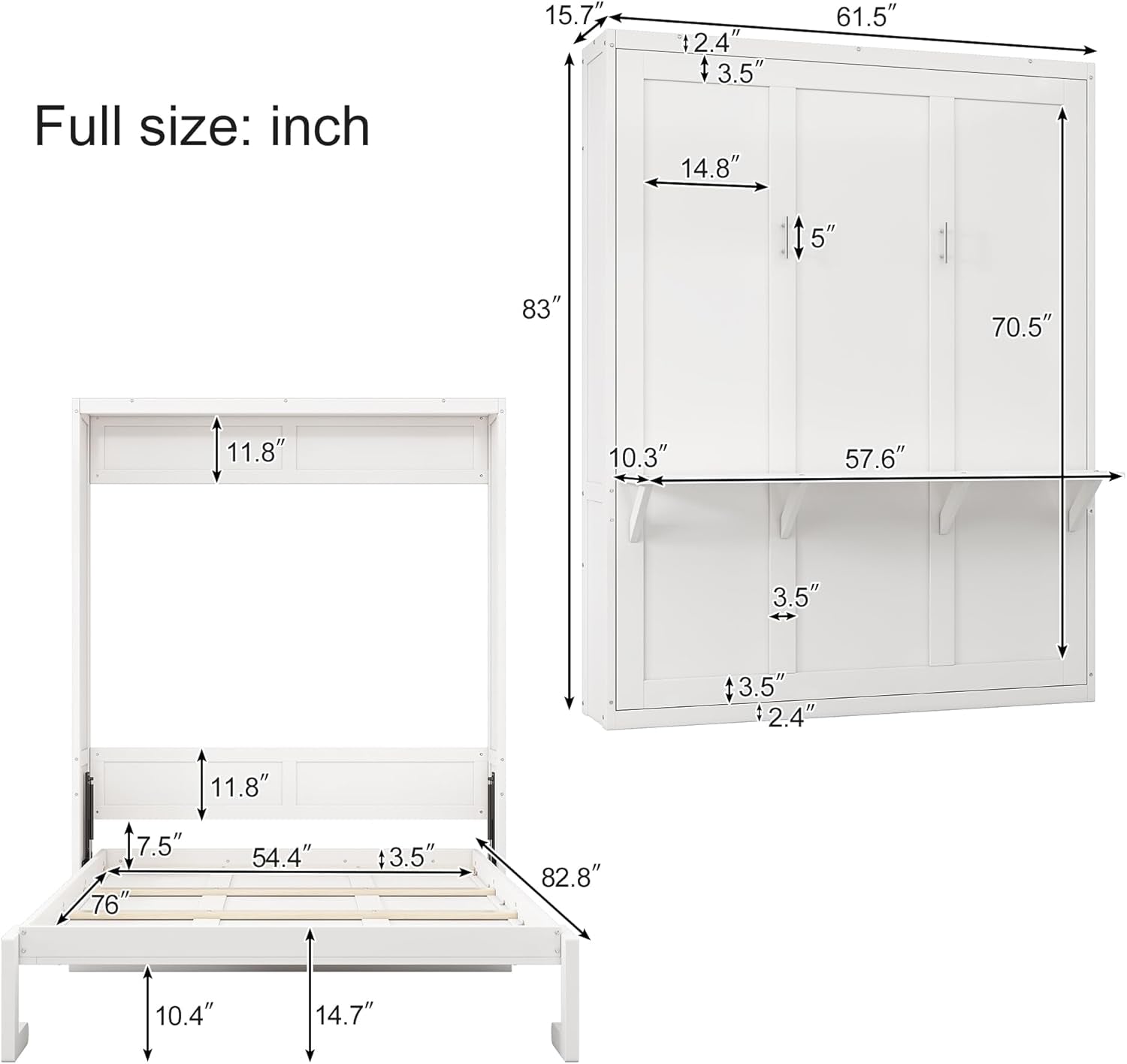 Murphy Bed Full Size with Storage and Desk Combo-1