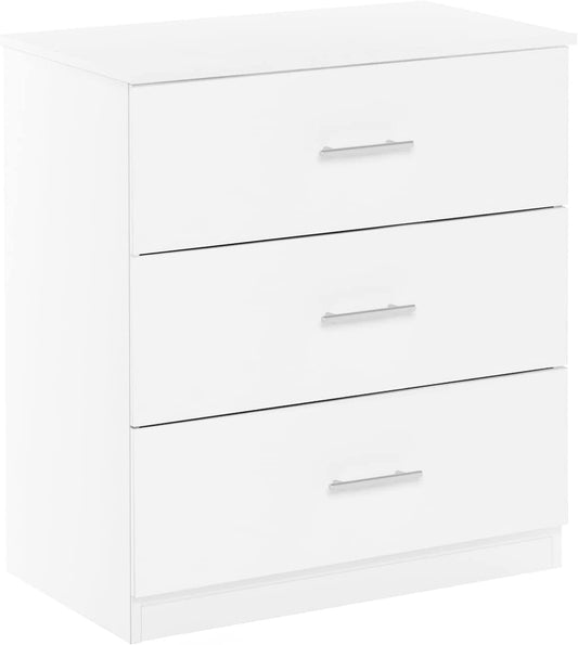 Simple White 3-Drawer Dresser with Handle-0