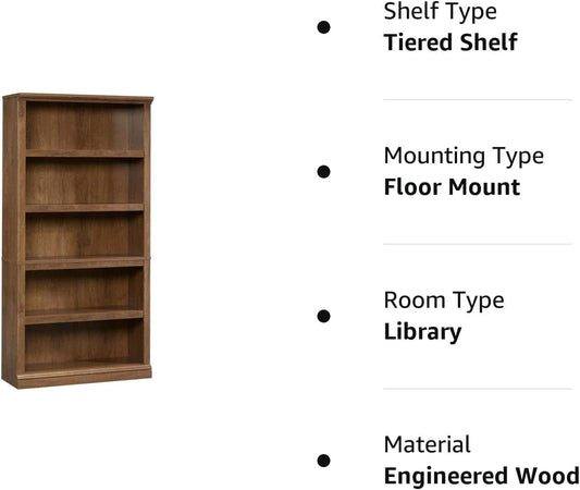 Oiled Oak Split Bookcase with 5 Shelves-1