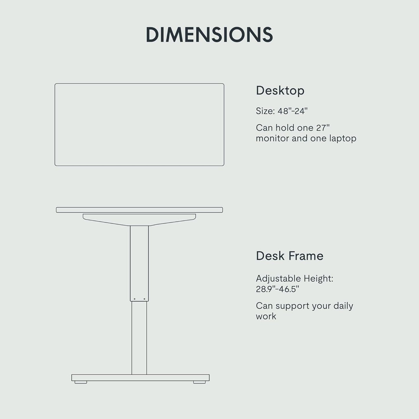 48" Black One-Piece Electric Standing Desk-4