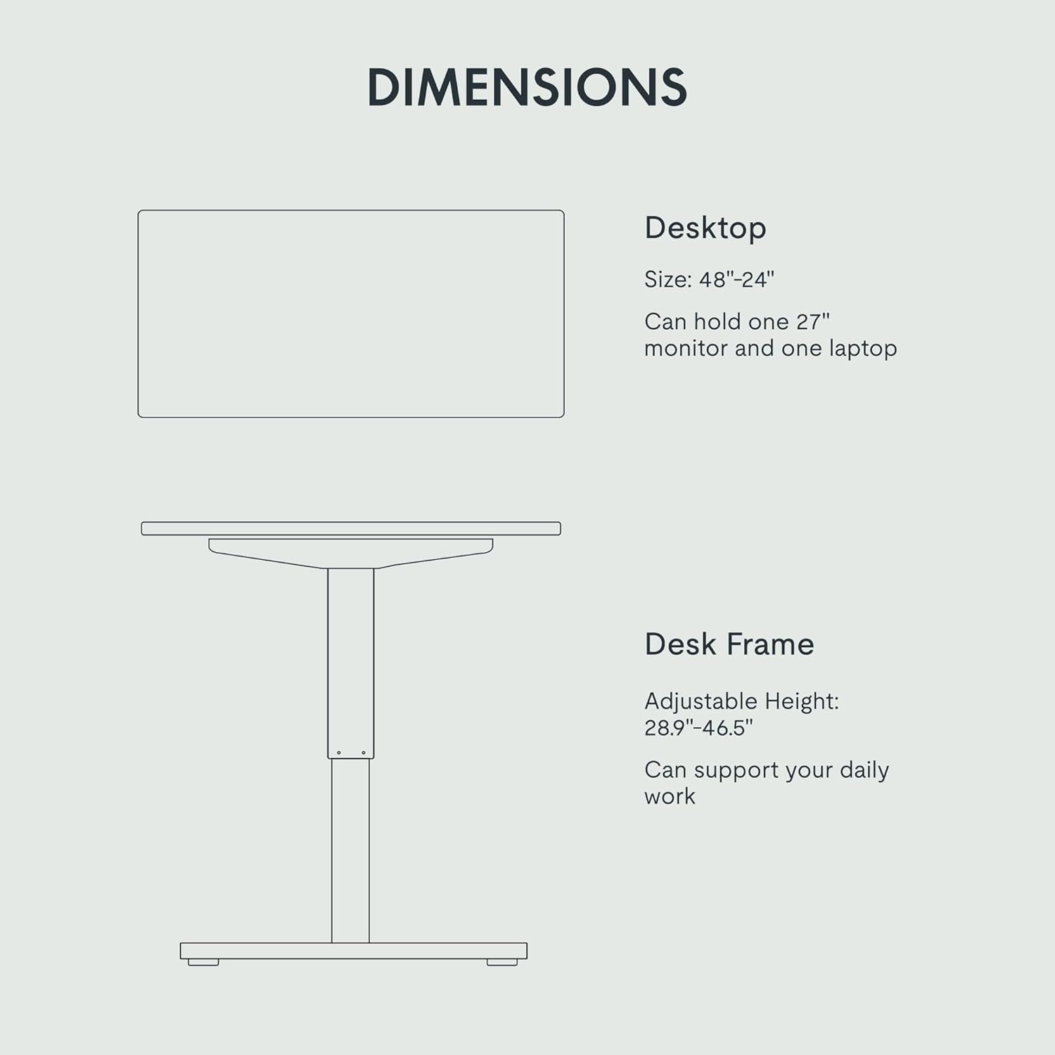 48" Black One-Piece Electric Standing Desk-4
