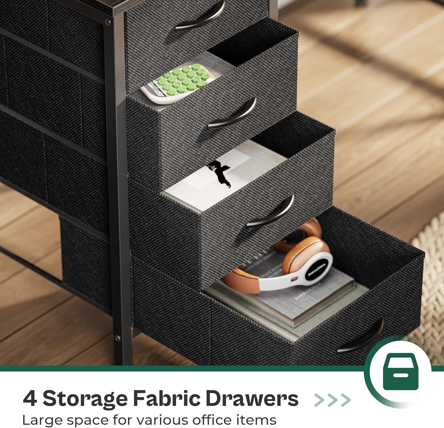 47 Inch Computer Desk with Power Outlets and LED Lights, Gaming Desk with 4 Drawers, Office Desk with Monitor Stand, Study Desk Work Desk for Home Office, Small Spaces, Black-4