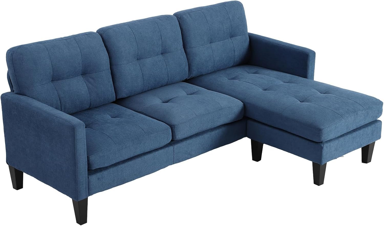Small L Shaped Couch - Sectional Sofa Convertible Sofa Small Sectional Couch with Reversible Chaise, L Shape Sectional Sleeper Sofa for Apartment Living Room, Blue-4