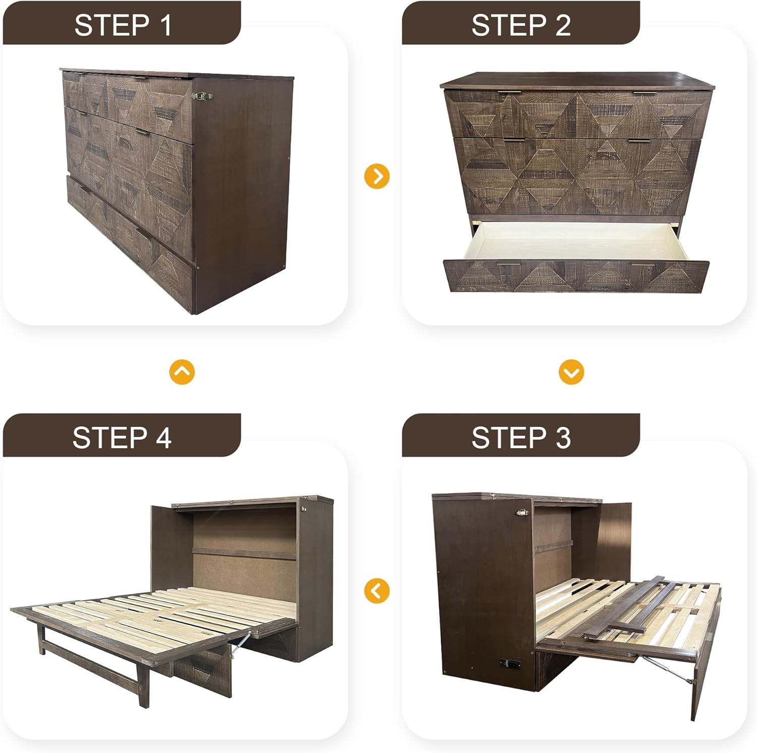 Farmhouse Full Size Murphy Bed with Charging Station-4