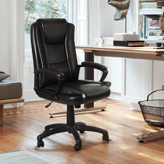Home Office Chair, 400LBS Big and Tall Chair Heavy Duty Design, Ergonomic High Back Cushion Lumbar Back Support, Computer Desk Chair, Adjustable Executive Leather Chair with Armrest-1
