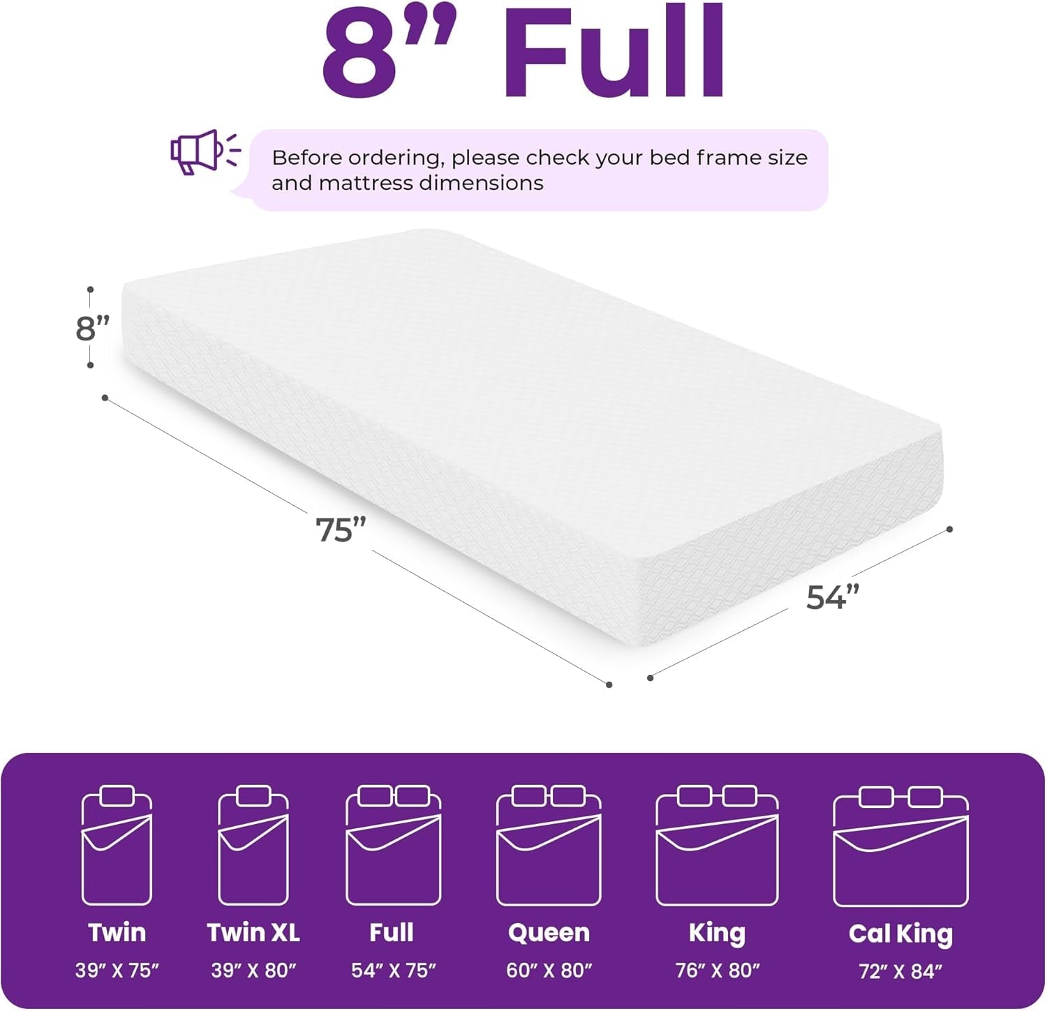 Cooling Gel Memory Foam Mattress, Full Size, 8 Inch-1