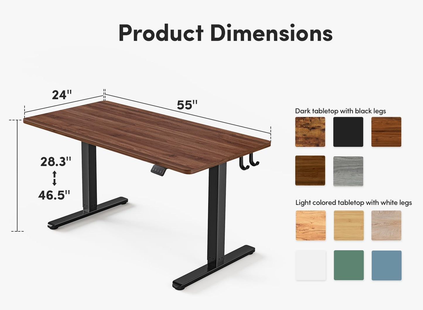Electric Standing Desk, Height Adjustable Stand up Desk, 55 X 24 Inches Sit Stand Home Office Desk, Computer Desk, Black Walnut-1