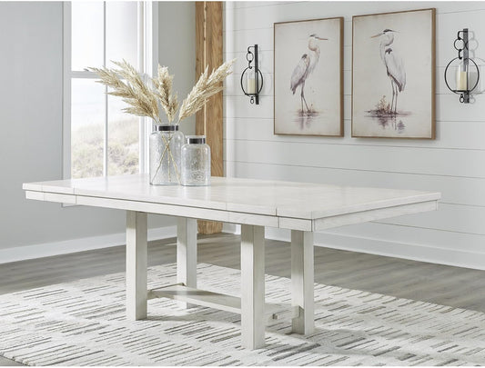 Robbinsdale Casual Removable Center Leaf Dining Extension Table with Trestle Base, White-1