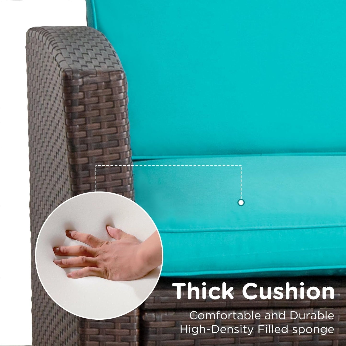 4 Piece Patio Furniture Sets, Wicker Conversation Set 4-3