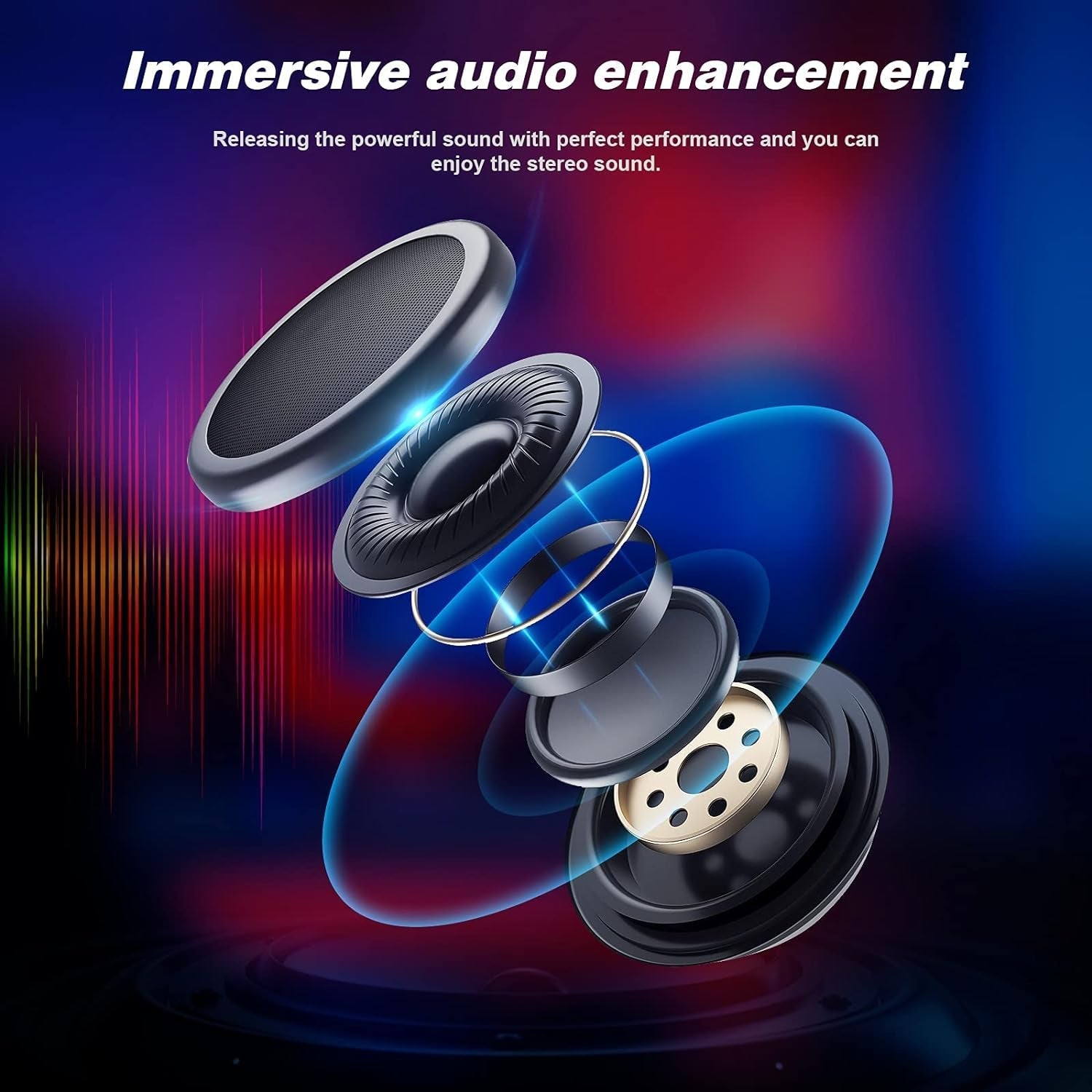 Gaming Chair with Footrest Speakers Video Game Chair Bluetooth Music Heavy Duty Ergonomic Computer Office Desk Chair (Black)-3