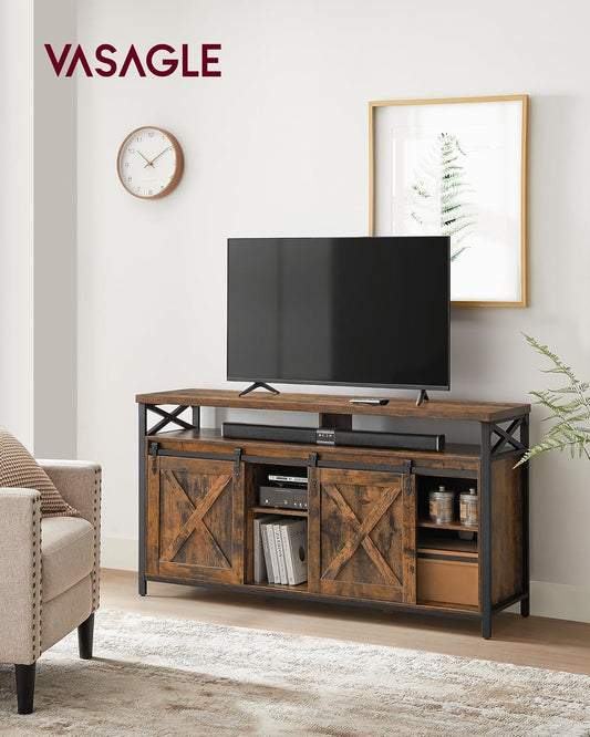 TV Stand for 65 Inch TV, Entertainment Center, TV Table and Console, TV Cabinet with Adjustable Shelves, Industrial Design, Rustic Brown and Black ULTV071B01-1