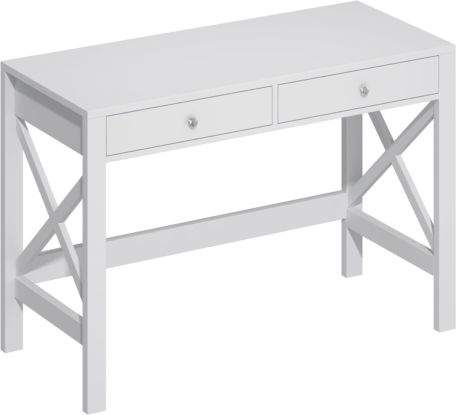 Computer Desk Study for Home Office, Modern Simple 40 Inches White Desk with Drawers, Makeup Vanity Console Table-2