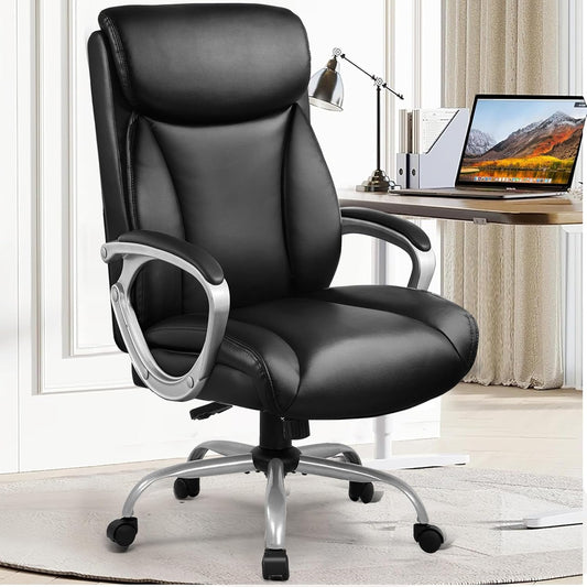 Ergonomic Office Chair Home Office Desk Chairs Comfy Back Support PU Leather Executive Office Chair with Wheels Headrest Padded Armrests Height Adjustable Tilt Swivel Rolling Reclining Seat-0