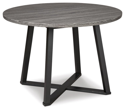Centiar Mid Century round Dining Room Table with Metal Legs, Gray & Black-0