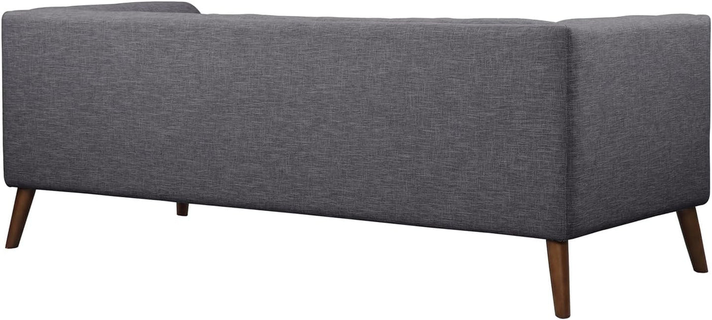 Dark Grey Linen Sofa Walnut Wood Legs, Modern Style-4