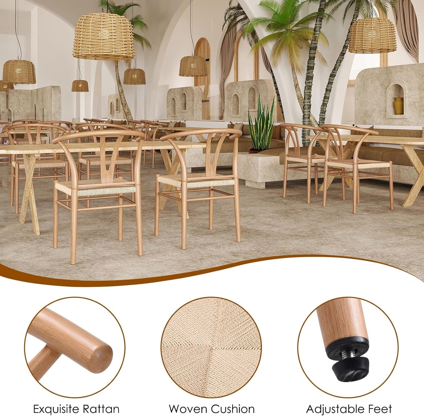 Mid Century Modern Metal Wishbone Dining Room Chairs Set of 2 4 for Your Kitchen Beach House-4