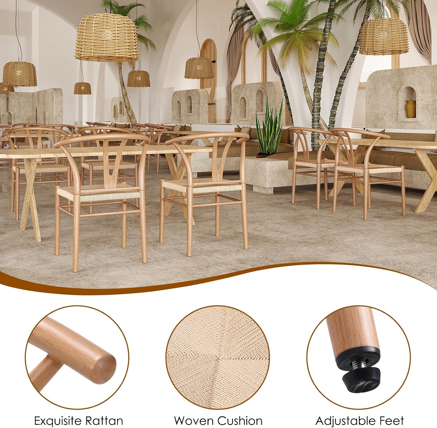 Mid Century Modern Metal Wishbone Dining Room Chairs Set of 2 4 for Your Kitchen Beach House-4