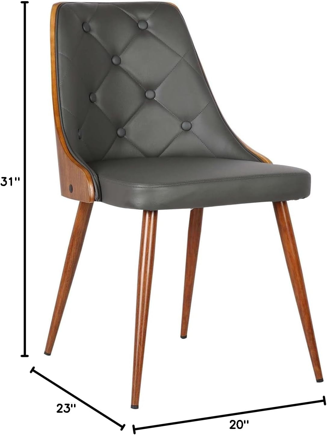 Lily Dining Chair in Grey Faux Leather and Walnut Wood Finish 20 X 31 X 23-2