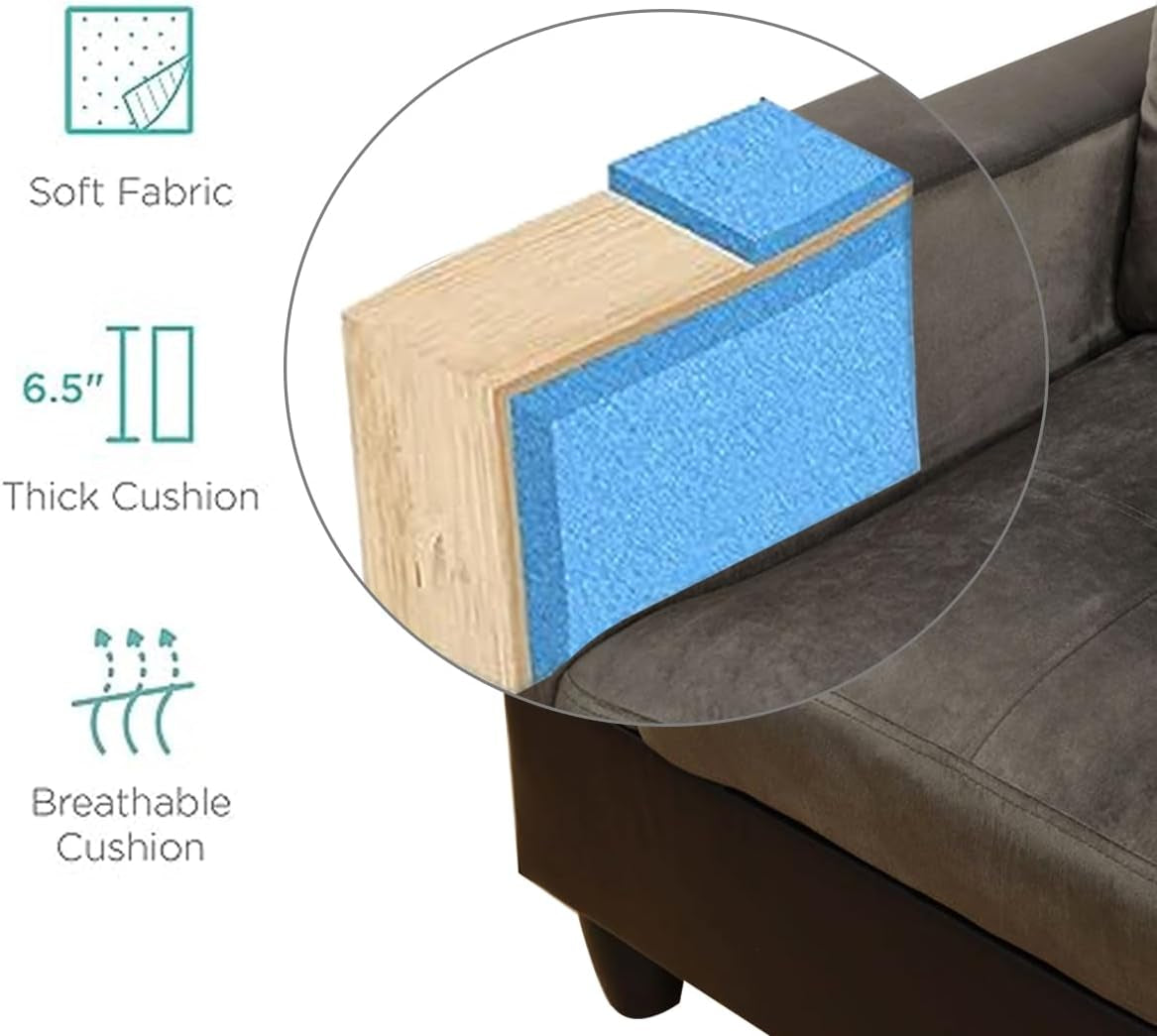 2 Pieces Sectional Sofa Sets, L-Shape Sofa Microfiber Couch Living Room Sofa Set with Chaise Using for Living Room Furniture(A-Taupe, Right Hand Facing)-2