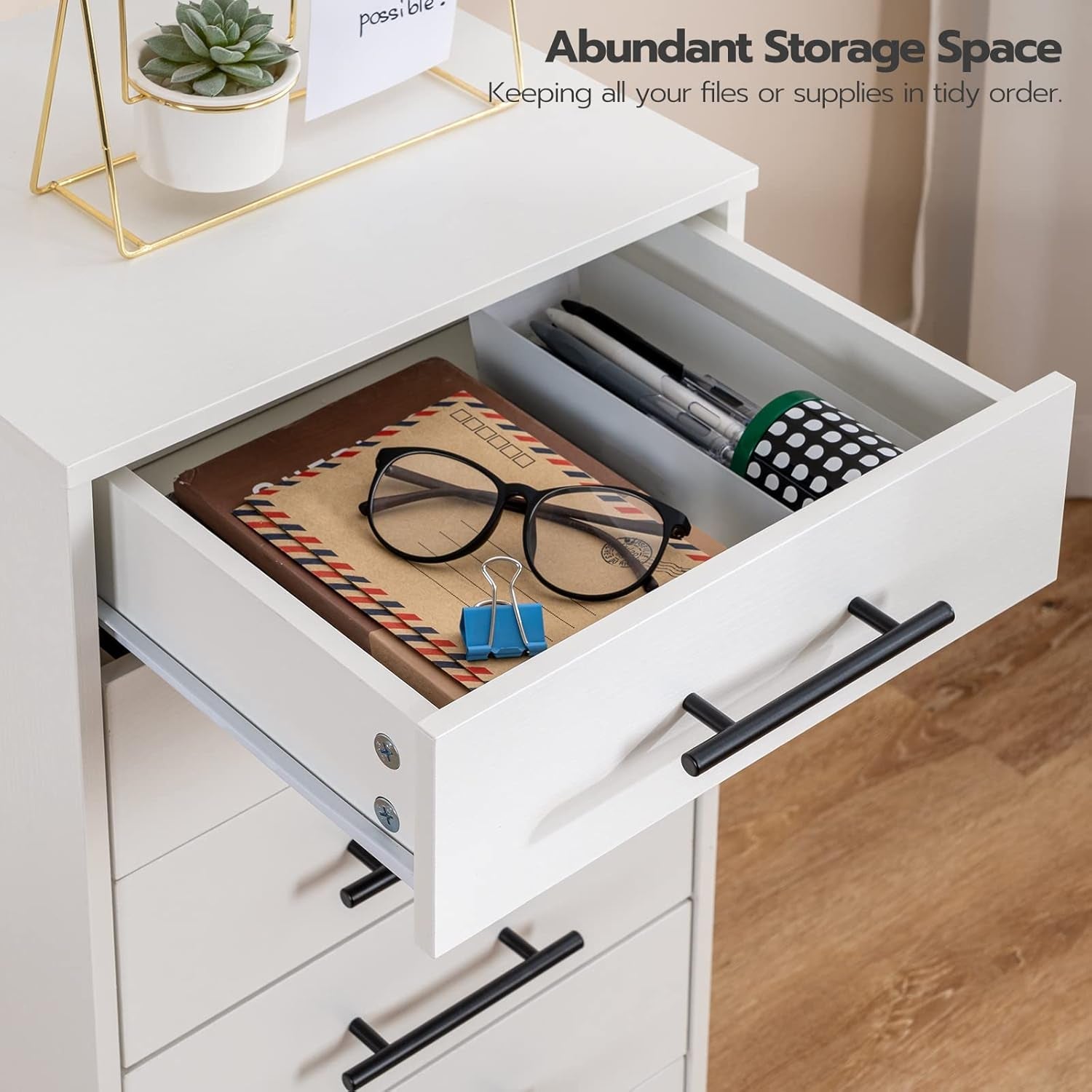 7-Drawer Chest, File Cabinet, Wooden File Cabinet, Office Cabinet with Drawers, Storage Cabinet, for Home Office, Study, Easy Assembly, White WT07WJ01-4
