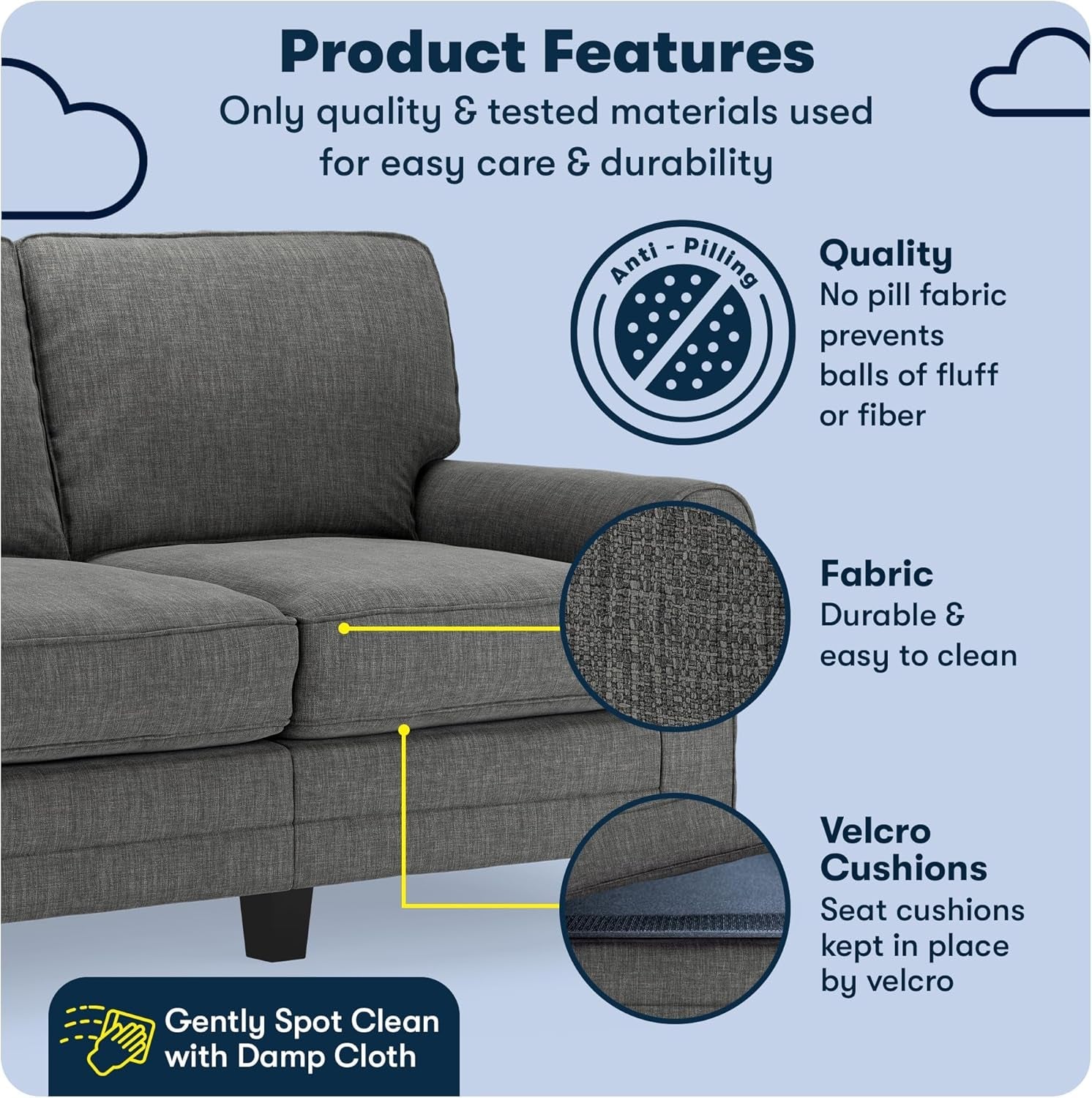 Buckwheat Beige Rolled Arm Loveseat (73")-3