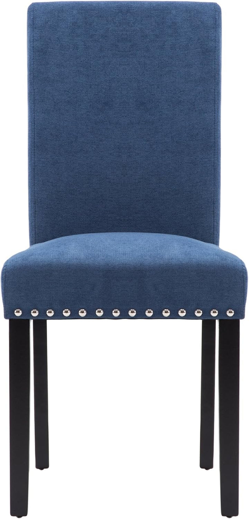 Dining Chair Upholstered Fabric Dining Chairs with Copper Nails,Set of 4,Blue-4